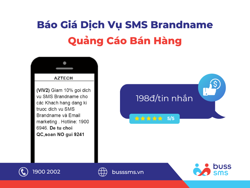 BÁO GIÁ DỊCH VỤ SMS BRANDNAME - TIN NHẮN THƯƠNG HIỆU QUẢNG CÁO BÁN HÀNG